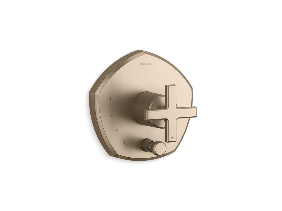 KOHLER K-T27044-3 Occasion Rite-Temp valve trim with push-button diverter and cross handle
