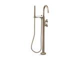 KOHLER K-T77984-9 Components Floor-mount bath filler trim with industrial handles and handshower