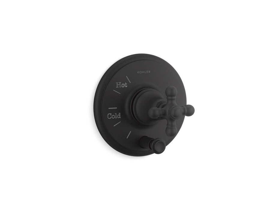 KOHLER K-T72768-3 Artifacts Rite-Temp valve trim with push-button diverter and cross handle
