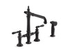 KOHLER K-76519-4 Artifacts Two-hole bridge kitchen sink faucet with side sprayer