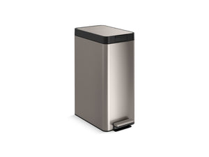 KOHLER K-23826 13-gallon stainless steel slim step trash can with bifold lid