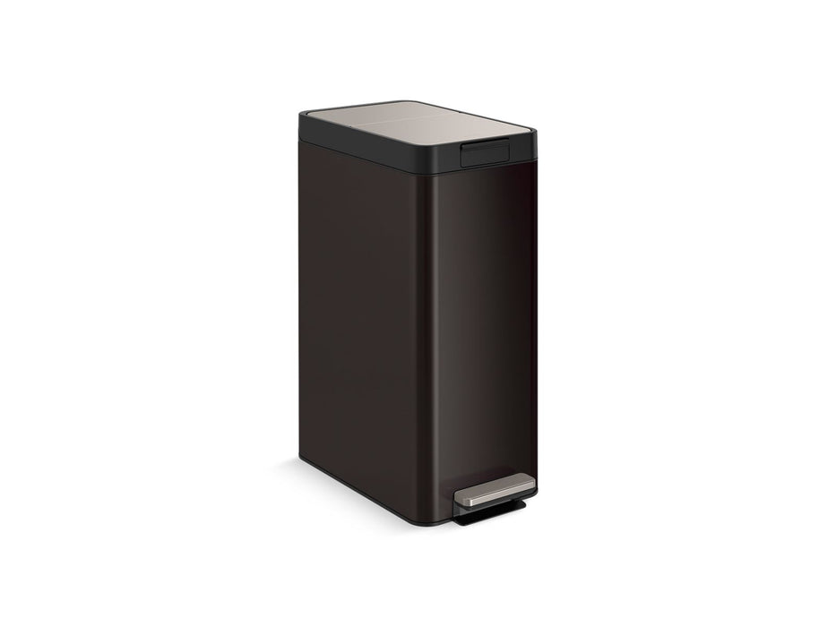 KOHLER K-23826 13-gallon stainless steel slim step trash can with bifold lid