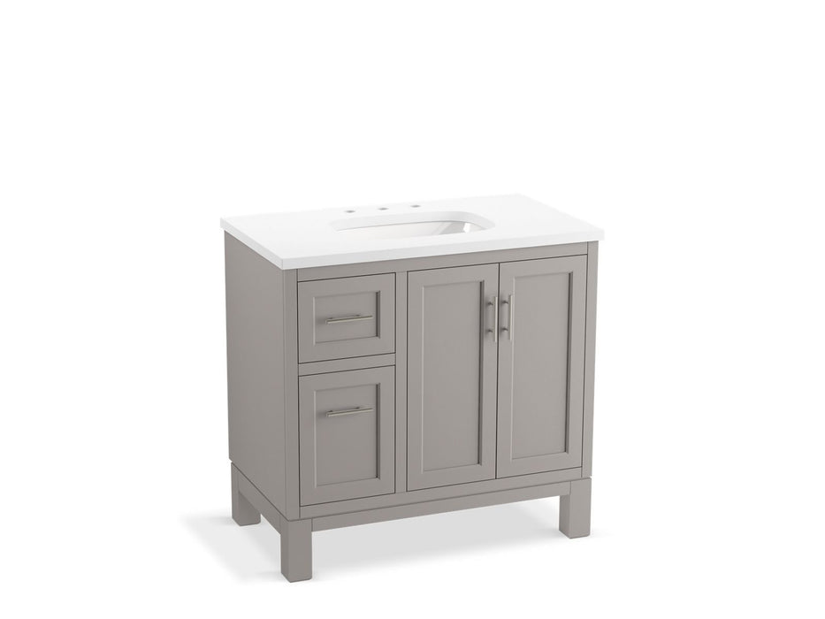 KOHLER K-31244-ASB Quo 36" bathroom vanity cabinet with sink and quartz top