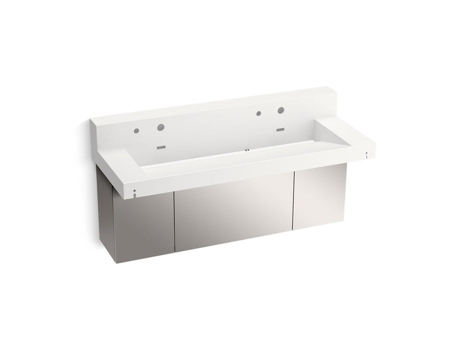 KOHLER K-81027-BSS Constellation 60" wall-mount trough lavatory system with backsplash