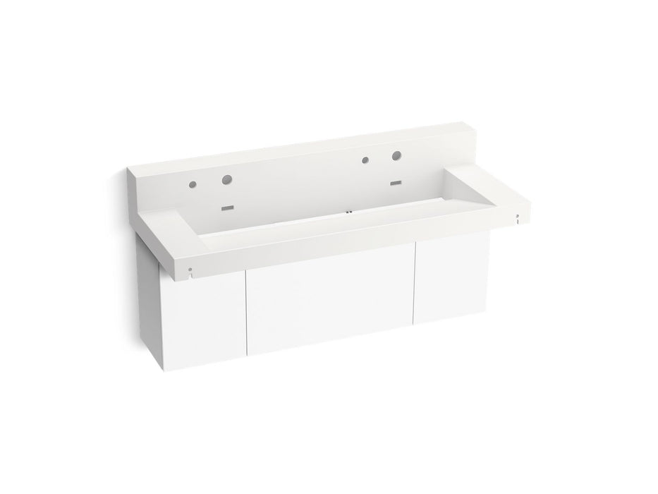 KOHLER K-81027-BPW Constellation 60" wall-mount trough lavatory system with backsplash