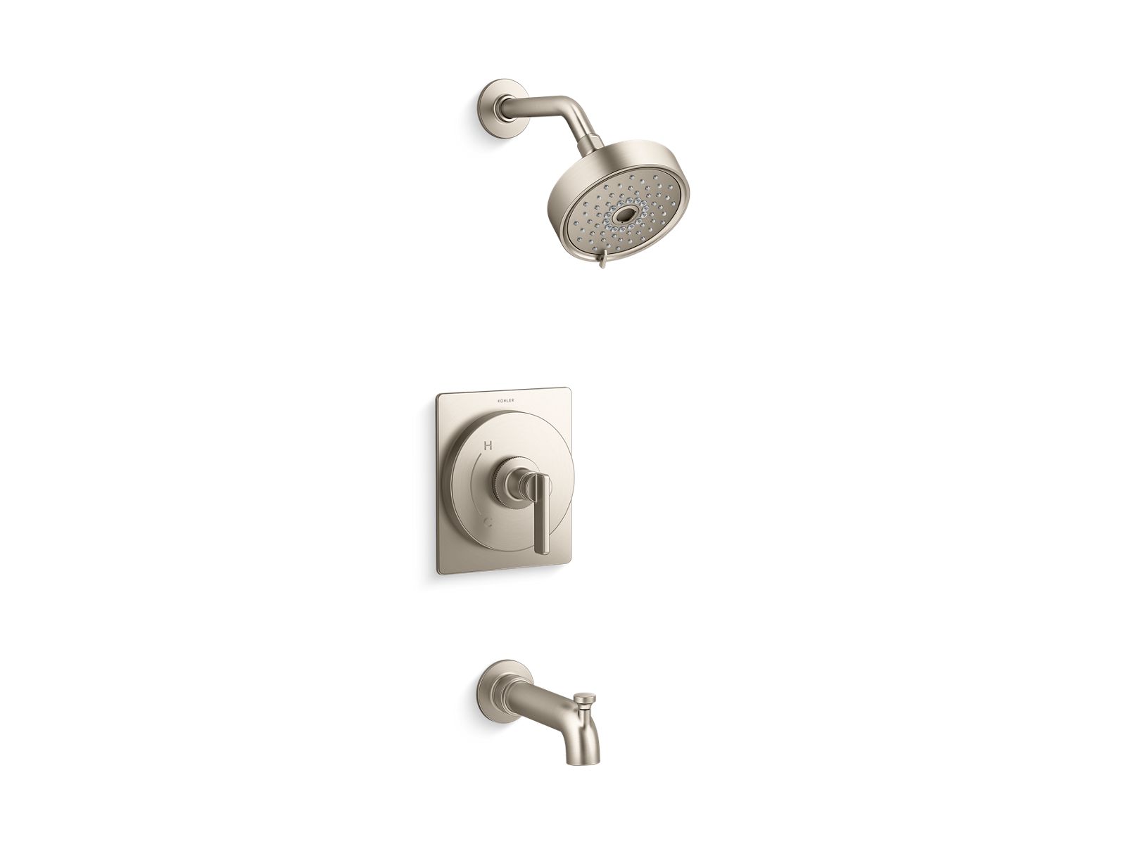 KOHLER Castia By Studio McGee Rite-Temp Tub & Shower Faucet Trim Kit 2.5 GPM in Vibrant Brushed Nickel