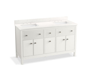 KOHLER K-35022 Malin by Studio McGee 60" bathroom vanity cabinet with sinks and quartz top