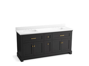 KOHLER K-29264-BD1 Charlemont 73" bathroom vanity cabinet with sinks and quartz top