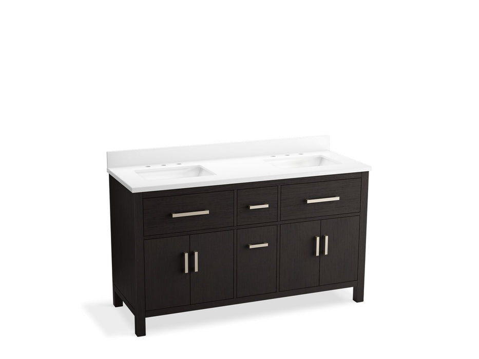 KOHLER K-40641-BD1 Kresla 60" bathroom vanity cabinet with sinks and quartz top