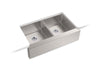 KOHLER Strive 35-1/2" undermount double-bowl farmhouse kitchen sink with accessories