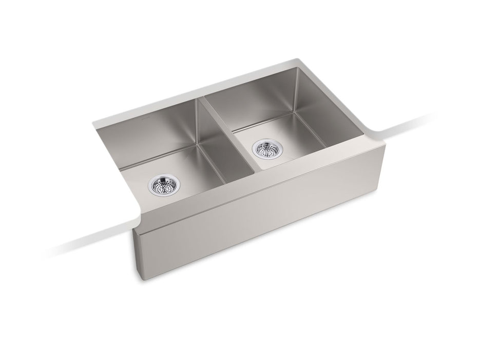 KOHLER Strive 35-1/2" undermount double-bowl farmhouse kitchen sink with accessories