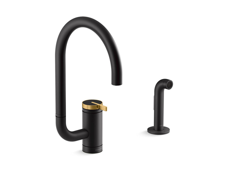 KOHLER K-28272 Components Single-handle kitchen sink faucet with two-function extended-reach spout and side sprayer
