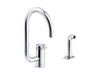 KOHLER K-28272 Components Single-handle kitchen sink faucet with two-function extended-reach spout and side sprayer