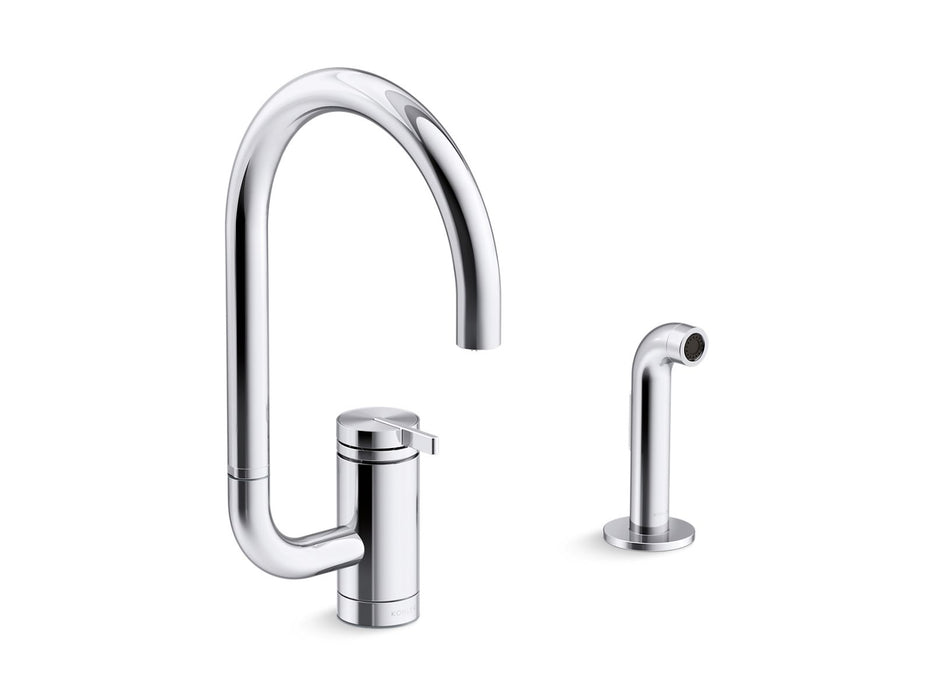 KOHLER K-28272 Components Single-handle kitchen sink faucet with two-function extended-reach spout and side sprayer