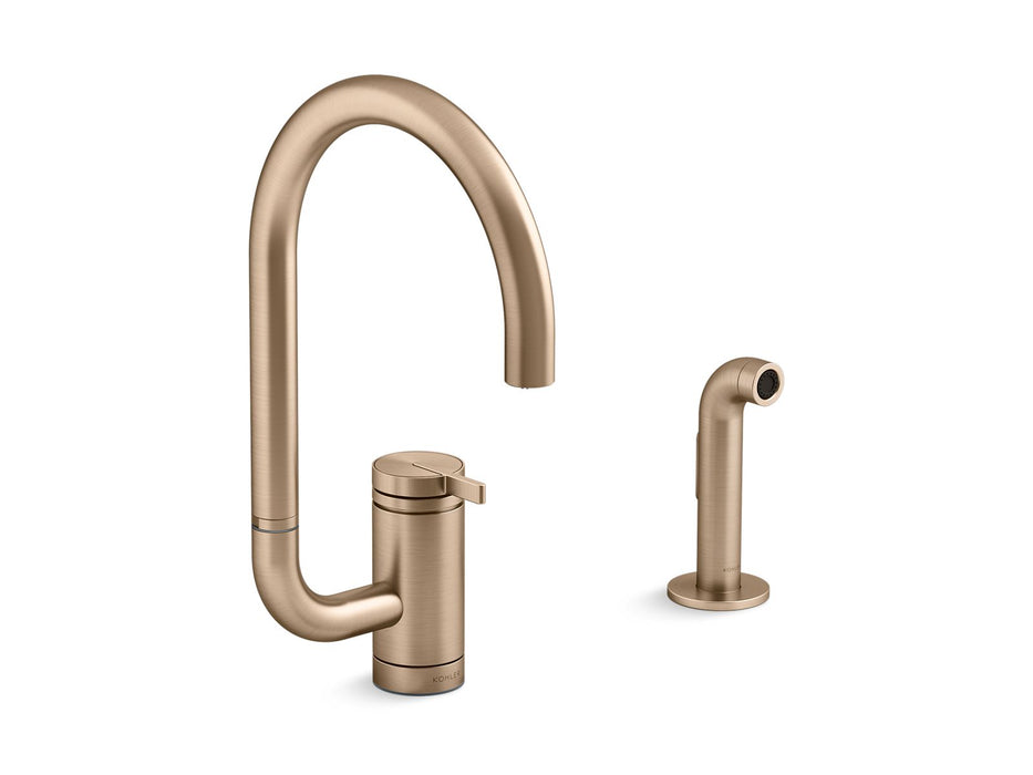 KOHLER K-28272 Components Single-handle kitchen sink faucet with two-function extended-reach spout and side sprayer