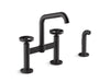 KOHLER Billet™ Two-hole bridge kitchen sink faucet with side sprayer