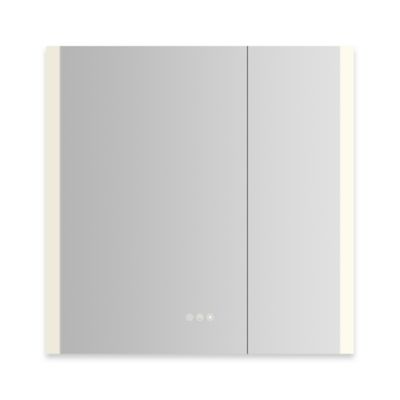 Robern AiO Reserve Cabinet, 30" x 30" x 4", Edge Lit, TUN Lighting, Warm White (2700K) to Cool White (5600K), Dimmable, Interior Lighting, Electrical Outlets, USB Charging Ports