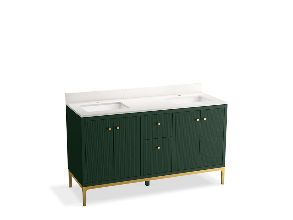 KOHLER Calpa™ 60" bathroom vanity cabinet with sinks and quartz top