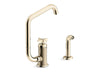 KOHLER Billet™ Single-handle bar sink faucet with two-function extended-reach spout and side sprayer