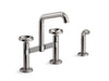 KOHLER Billet™ Two-hole bridge kitchen sink faucet with side sprayer