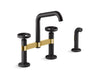 KOHLER Billet™ Two-hole bridge kitchen sink faucet with side sprayer