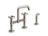 KOHLER Billet™ Two-hole bridge kitchen sink faucet with side sprayer