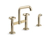 KOHLER Billet™ Two-hole bridge kitchen sink faucet with side sprayer