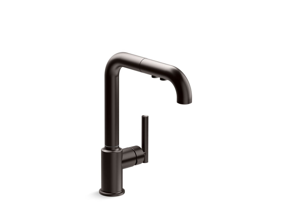 KOHLER Purist Pull-out kitchen sink faucet with three-function sprayhead