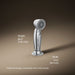 3/4 view of product with dimensions