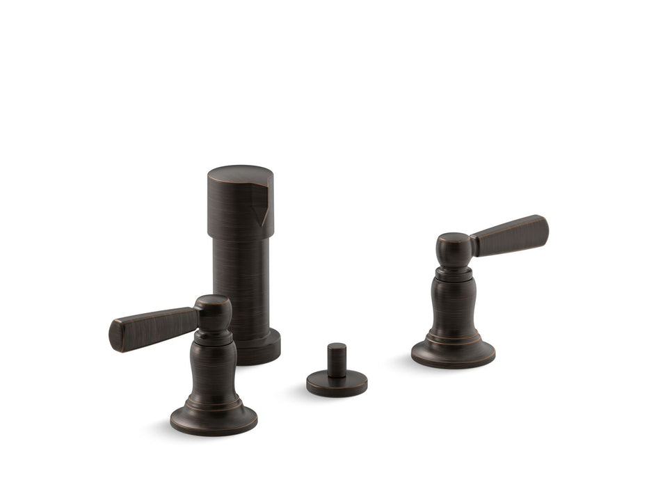 KOHLER K-10586-4 Bancroft Vertical spray bidet faucet with lever handles, oil rubbed bronze
