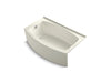 KOHLER K-1118-LAW Expanse 60" x 30-36" curved alcove bath with Bask heated surface and left-hand drain, biscuit