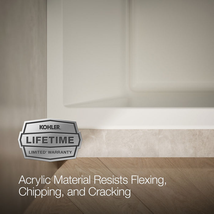 KOHLER K-1121-RW Underscore 60" x 30" alcove bath with Bask heated surface, right drain, biscuit - view 2
