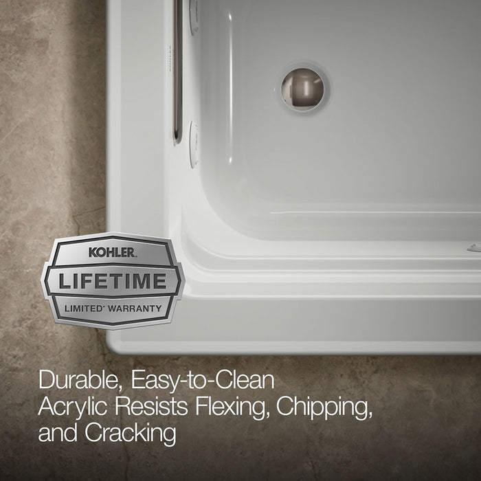 KOHLER K-1122 Archer 60" x 32" drop-in whirlpool bath, ice grey - view 5