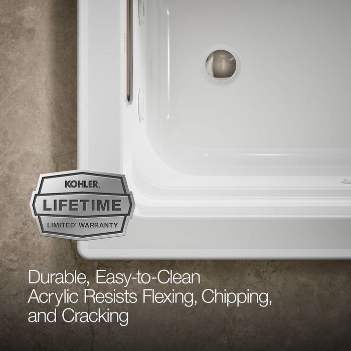 KOHLER K-1122 Archer 60" x 32" drop-in whirlpool bath, white - view 5