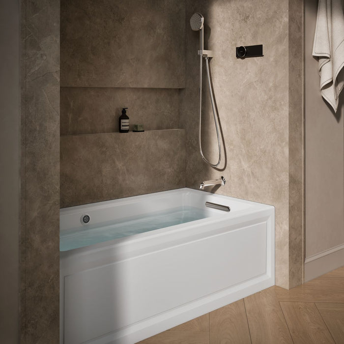 KOHLER K-1122-GHRAW Archer 60" x 32" alcove Heated BubbleMassage air bath with Bask heated surface, right drain, white -...