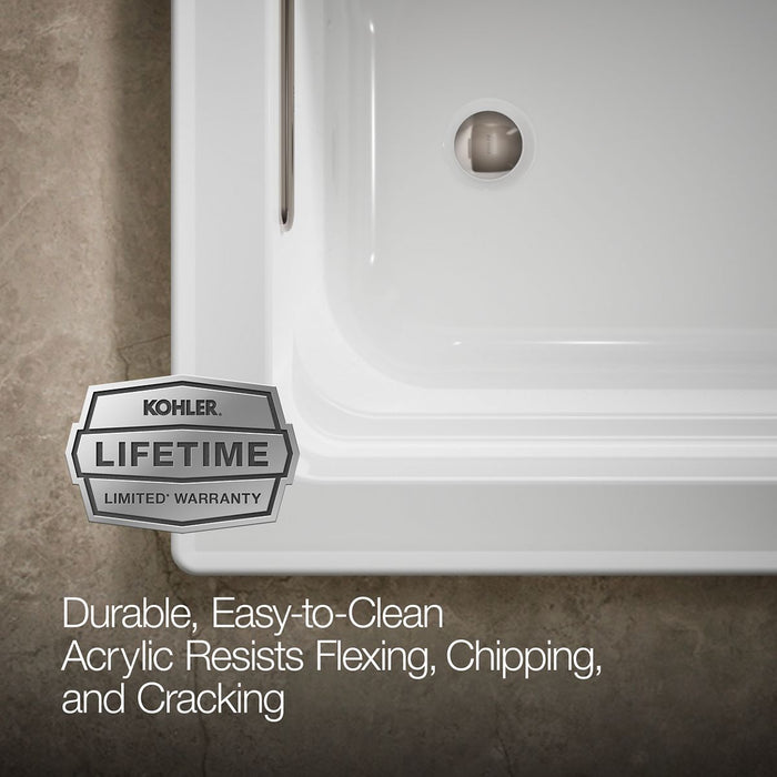 KOHLER K-1122-GHW Archer 60" x 32" drop-in Heated BubbleMassage air bath with Bask heated surface