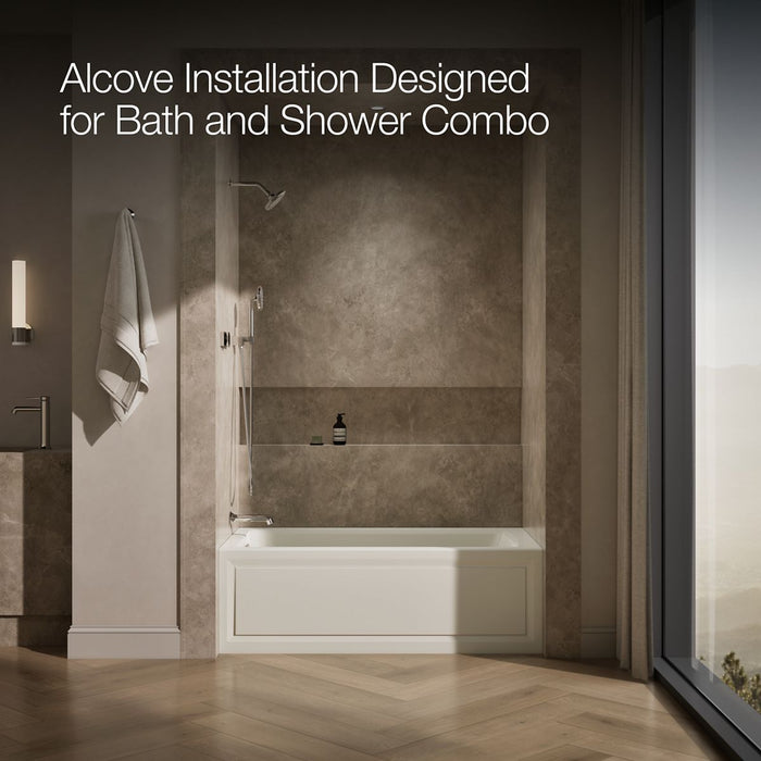 KOHLER K-1122-HL Archer 60" x 32" alcove heated whirlpool bath, left drain