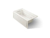 KOHLER K-1122-LA Archer 60" x 32" alcove whirlpool bath, left drain, biscuit