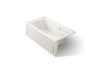 KOHLER K-1122-LAW Archer 60" x 32" alcove whirlpool bath with Bask heated surface, alcove left drain, biscuit