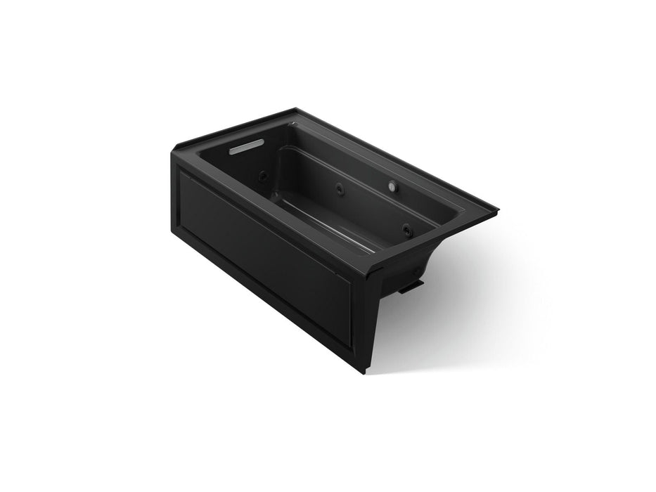 KOHLER K-1122-LAW Archer 60" x 32" alcove whirlpool bath with Bask heated surface, alcove left drain, black black