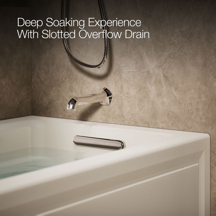 KOHLER K-1122-RAW Archer 60" x 32" alcove whirlpool bath with Bask heated surface, right drain