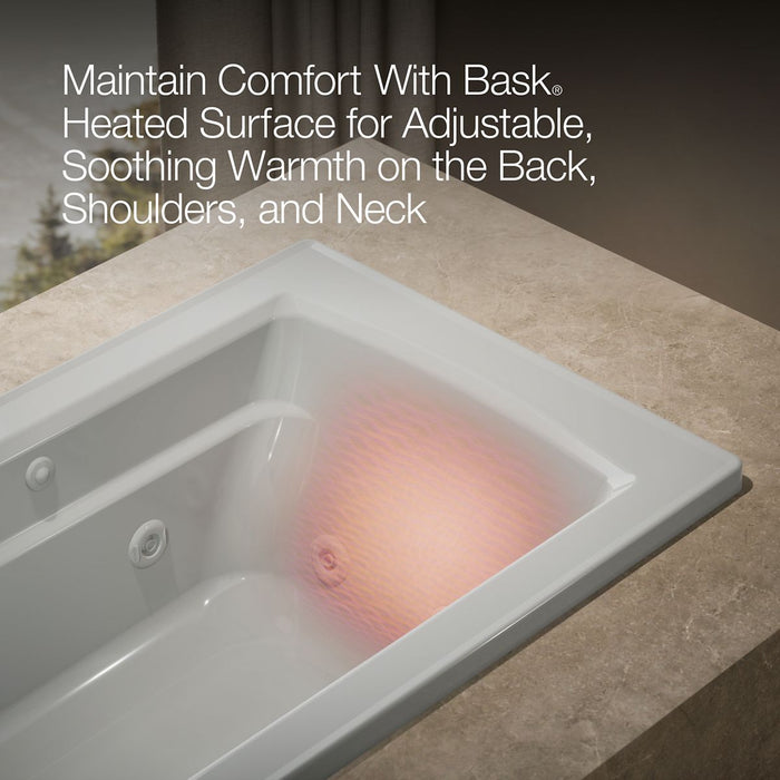 KOHLER K-1122-W1 Archer 60" x 32" drop-in whirlpool bath with and Bask heated surface