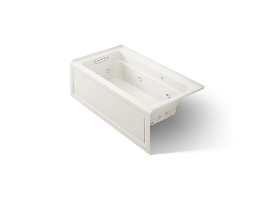 KOHLER K-1122-XGHLA Archer 60" x 32" alcove Heated BubbleMassage air bath and whirlpool, left drain, biscuit