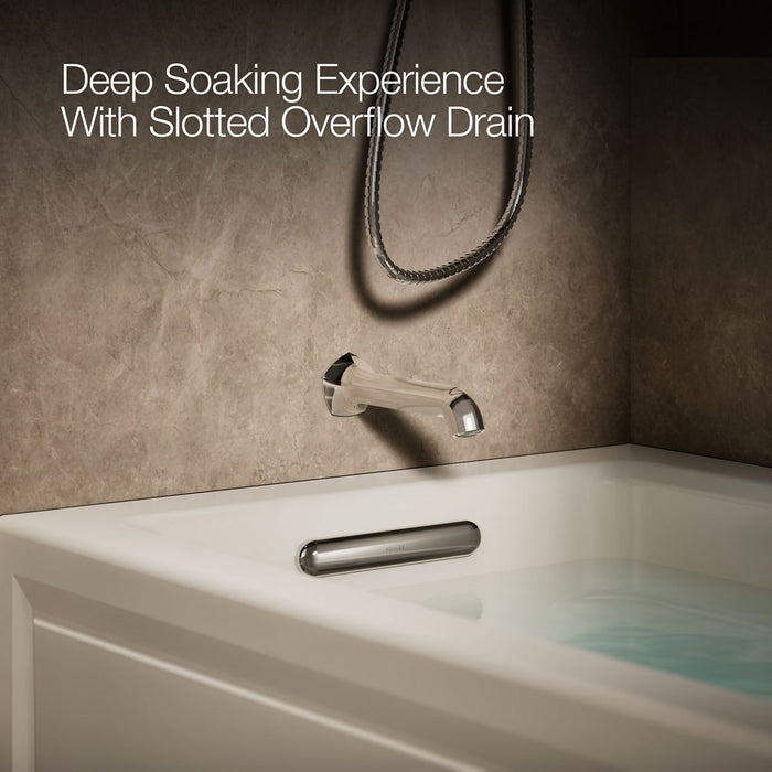 KOHLER K-1122-XGHLA Archer 60" x 32" alcove Heated BubbleMassage air bath and whirlpool, left drain, biscuit - view 4