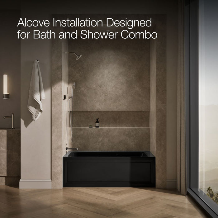 KOHLER K-1122-XGHLA Archer 60" x 32" alcove Heated BubbleMassage air bath and whirlpool, left drain, black black - view 2