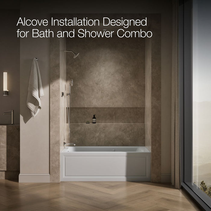 KOHLER K-1122-XGHLA Archer 60" x 32" alcove Heated BubbleMassage air bath and whirlpool, left drain, ice grey - view 2