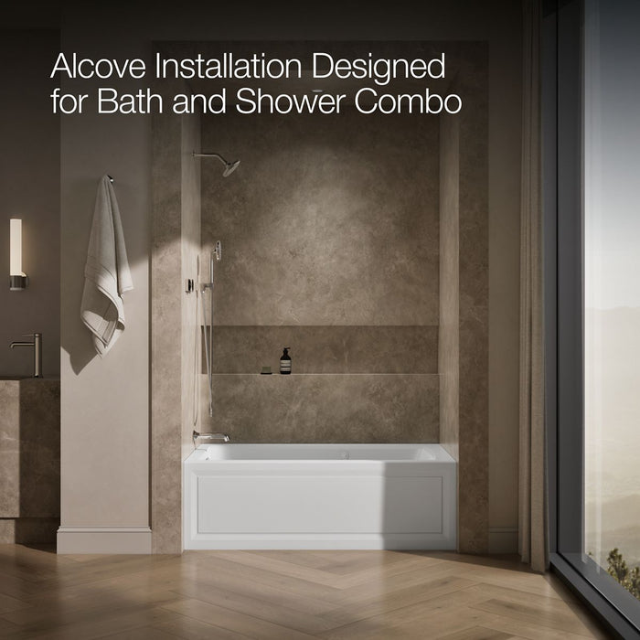 KOHLER K-1122-XGHLA Archer 60" x 32" alcove Heated BubbleMassage air bath and whirlpool, left drain, white - view 2