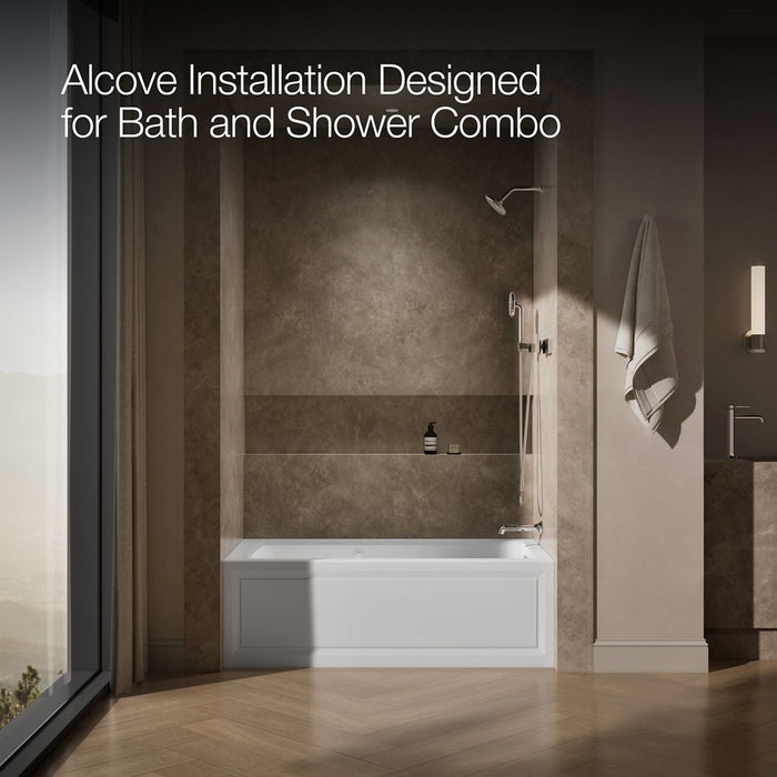 KOHLER K-1122-XGHRA Archer 60" x 32" alcove Heated BubbleMassage air bath and whirlpool, right drain