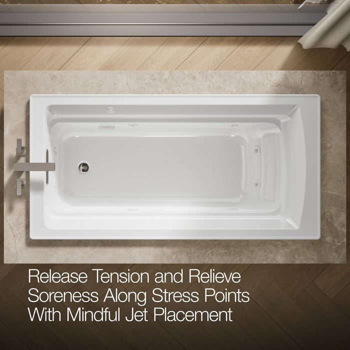 KOHLER K-1124 Archer 72" x 36" drop-in whirlpool bath, white - view 4