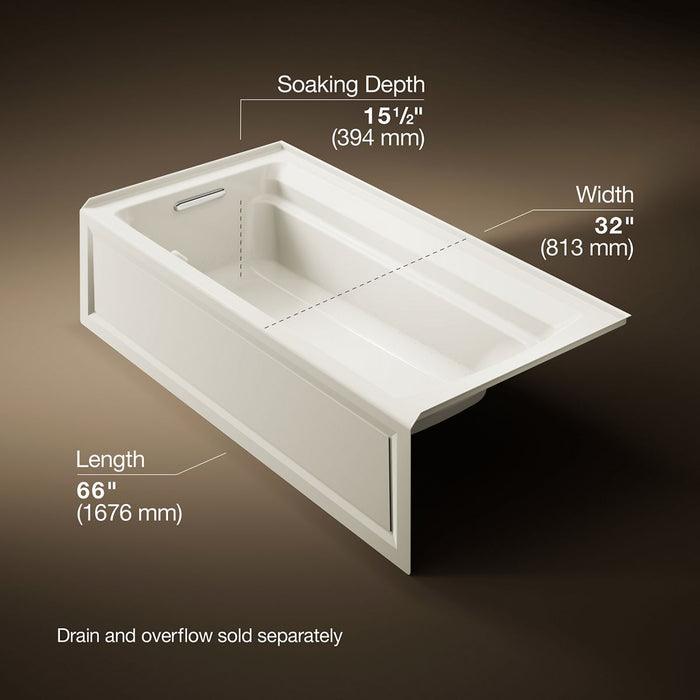KOHLER K-1124-GHLA Archer 72" x 36" alcove Heated BubbleMassage air bath, left drain